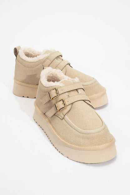 Assos - Botín de gamuza beige con pelo (Mujer)