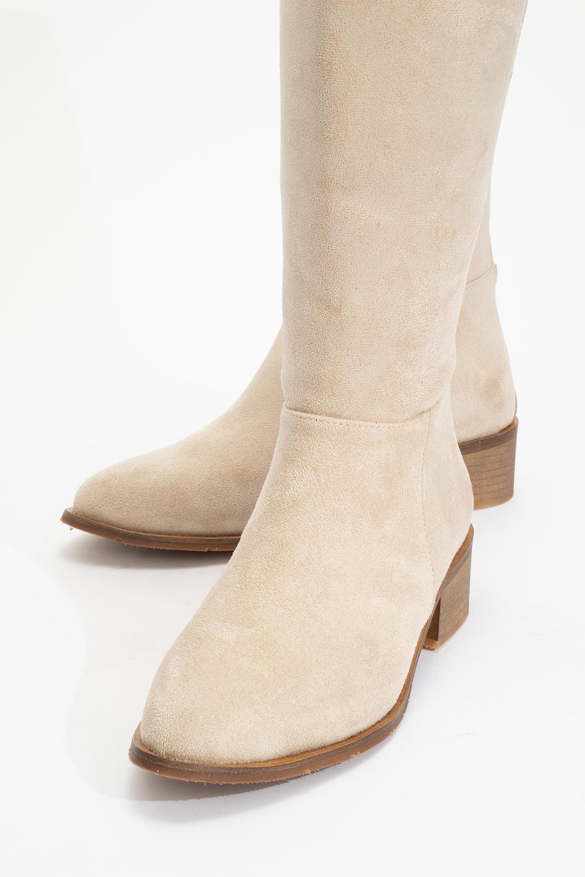 Bota alta hasta la rodilla Svetlo con cremallera trasera - Beige (Mujer)