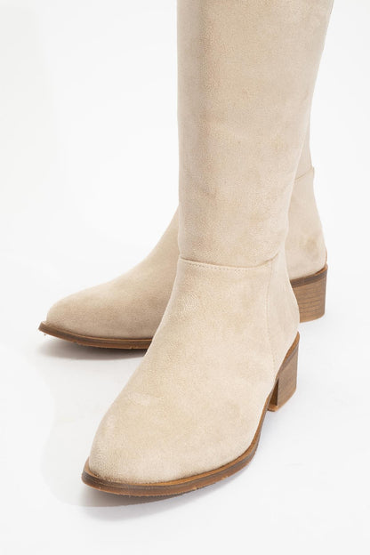 Bota alta hasta la rodilla Svetlo con cremallera trasera - Beige (Mujer)