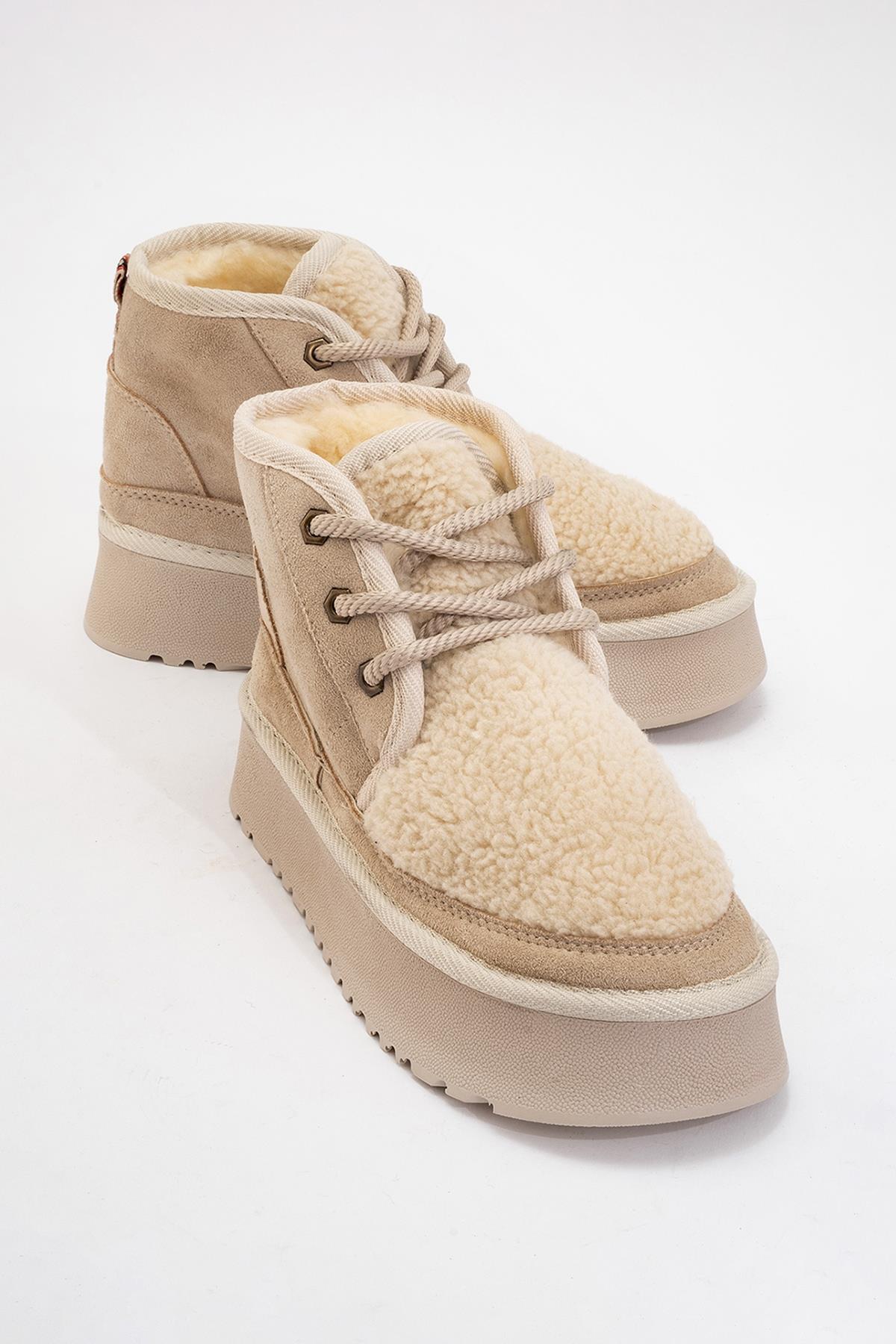 Tyson - Bota con cordones beige (Mujer)