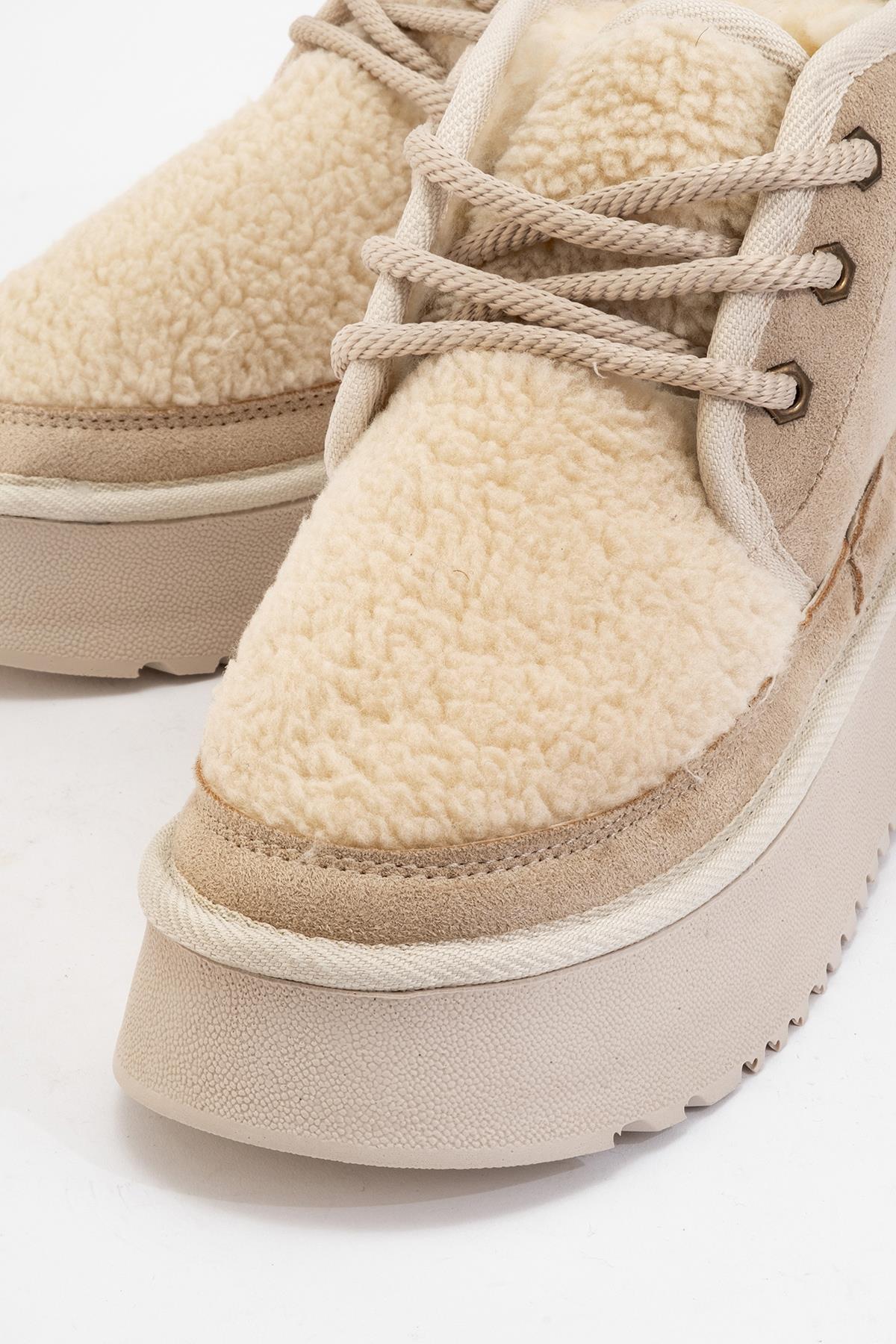 Tyson - Bota con cordones beige (Mujer)