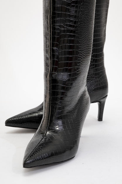Bota alta Camila negra estampada (Mujer)