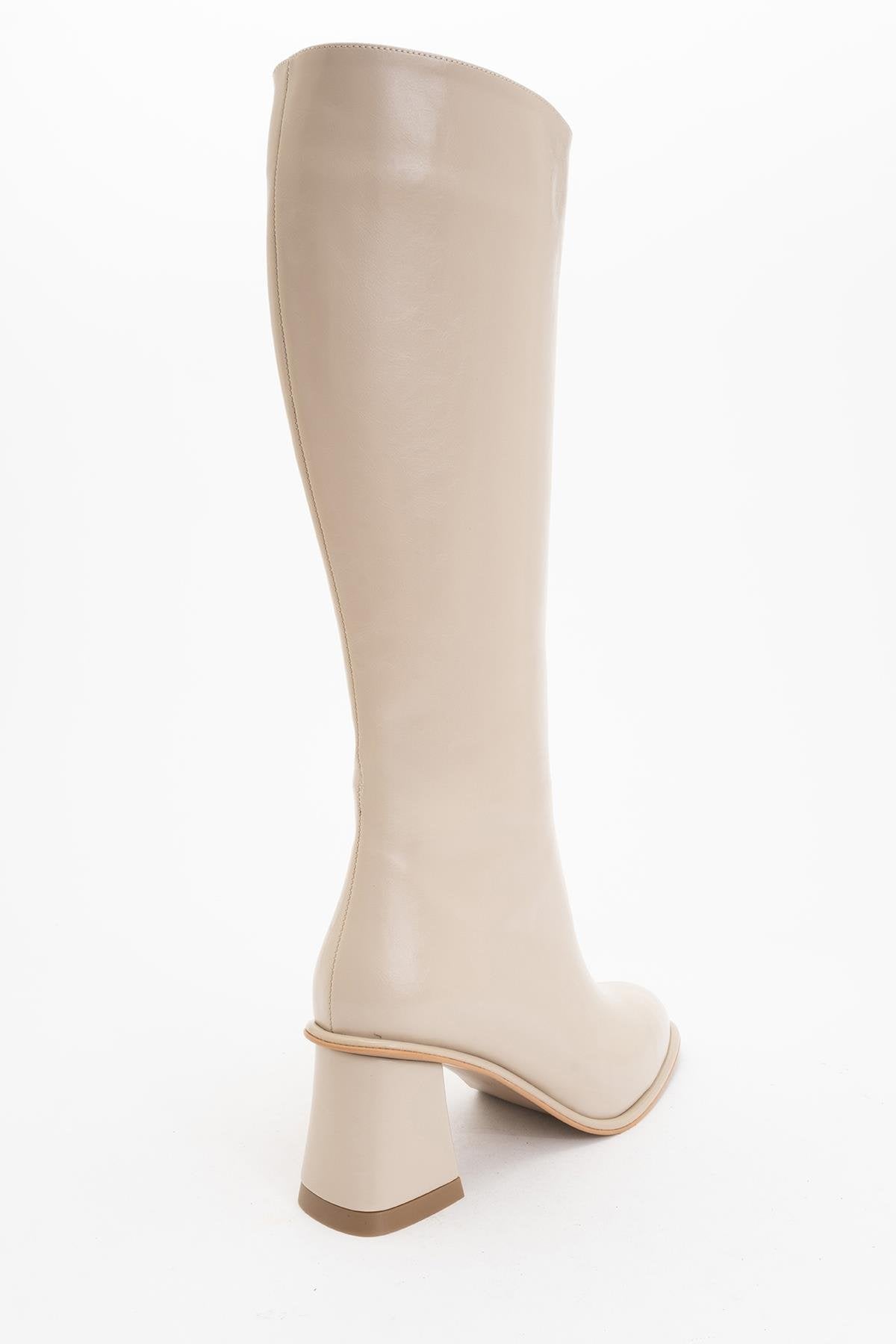 Paradis - Bota alta de tacón de bloque beige (mujer)