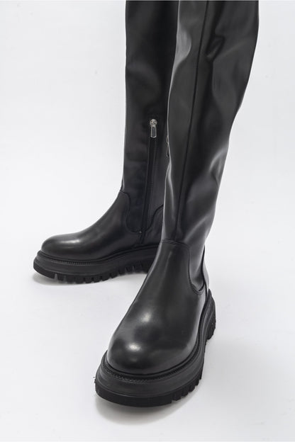 Chip - Bota alta por encima de la rodilla negra (Mujer)