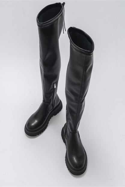Chip - Bota alta por encima de la rodilla negra (Mujer)