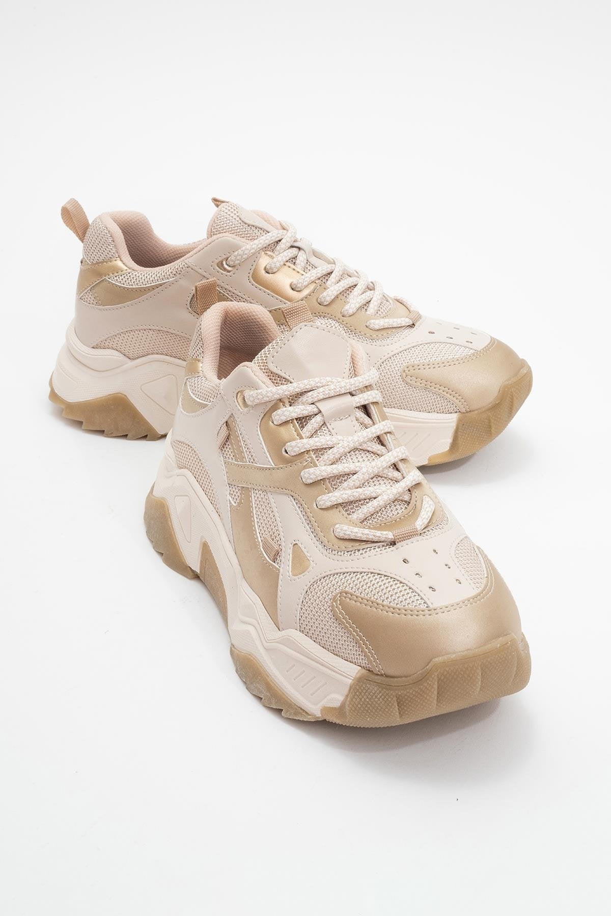 Lecce - Zapatillas de suela gruesa beige dorado (Mujer)