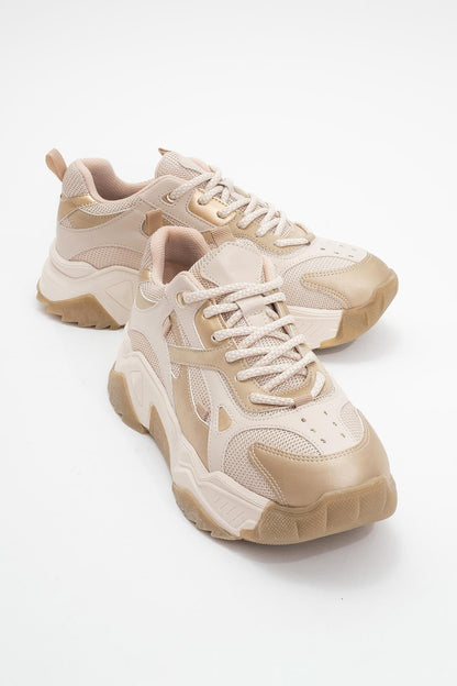 Lecce - Zapatillas de suela gruesa beige dorado (Mujer)