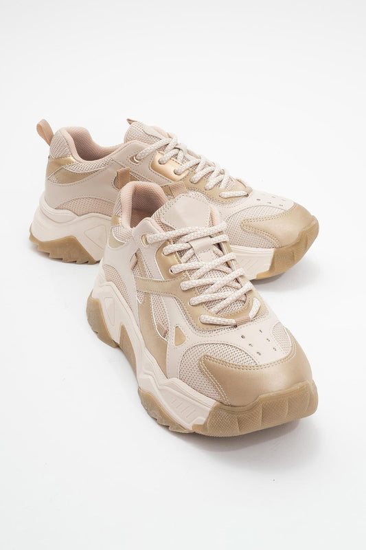 Lecce - Zapatillas de suela gruesa beige dorado (Mujer)