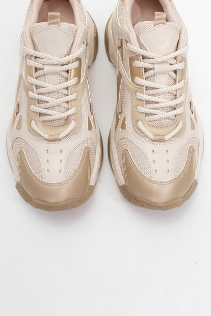 Lecce - Zapatillas de suela gruesa beige dorado (Mujer)
