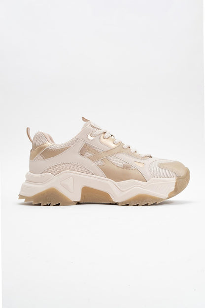 Lecce - Zapatillas de suela gruesa beige dorado (Mujer)