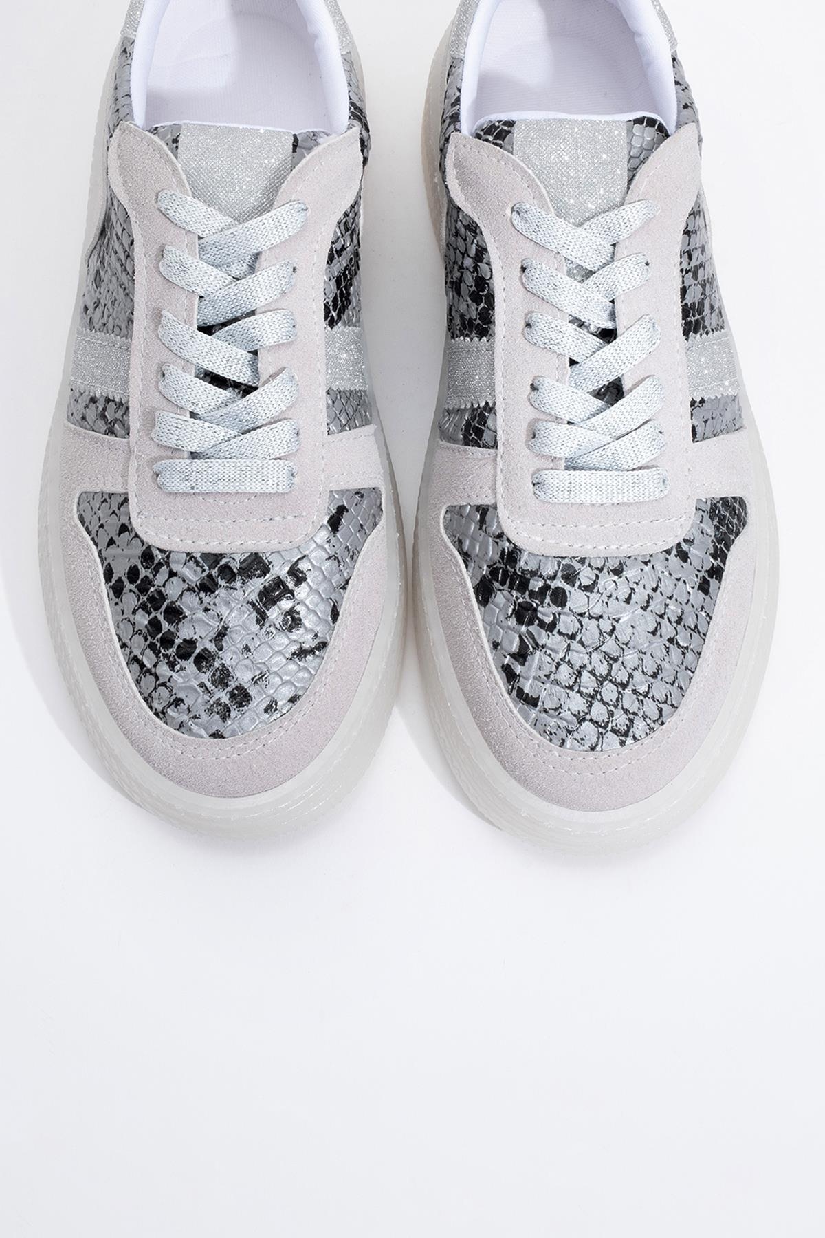 Rexie - Zapatillas con purpurina plateada (Mujer)