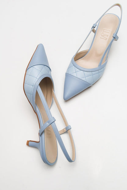 Point - Zapatos de tacón destalonados en azul celeste con punta (Mujer)