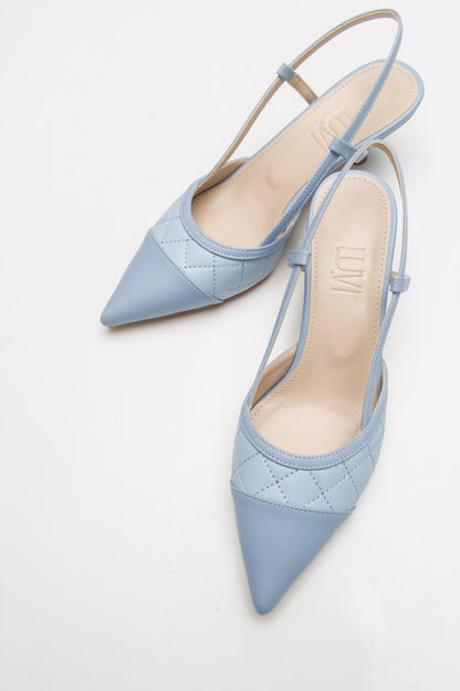 Point - Zapatos de tacón destalonados en azul celeste con punta (Mujer)