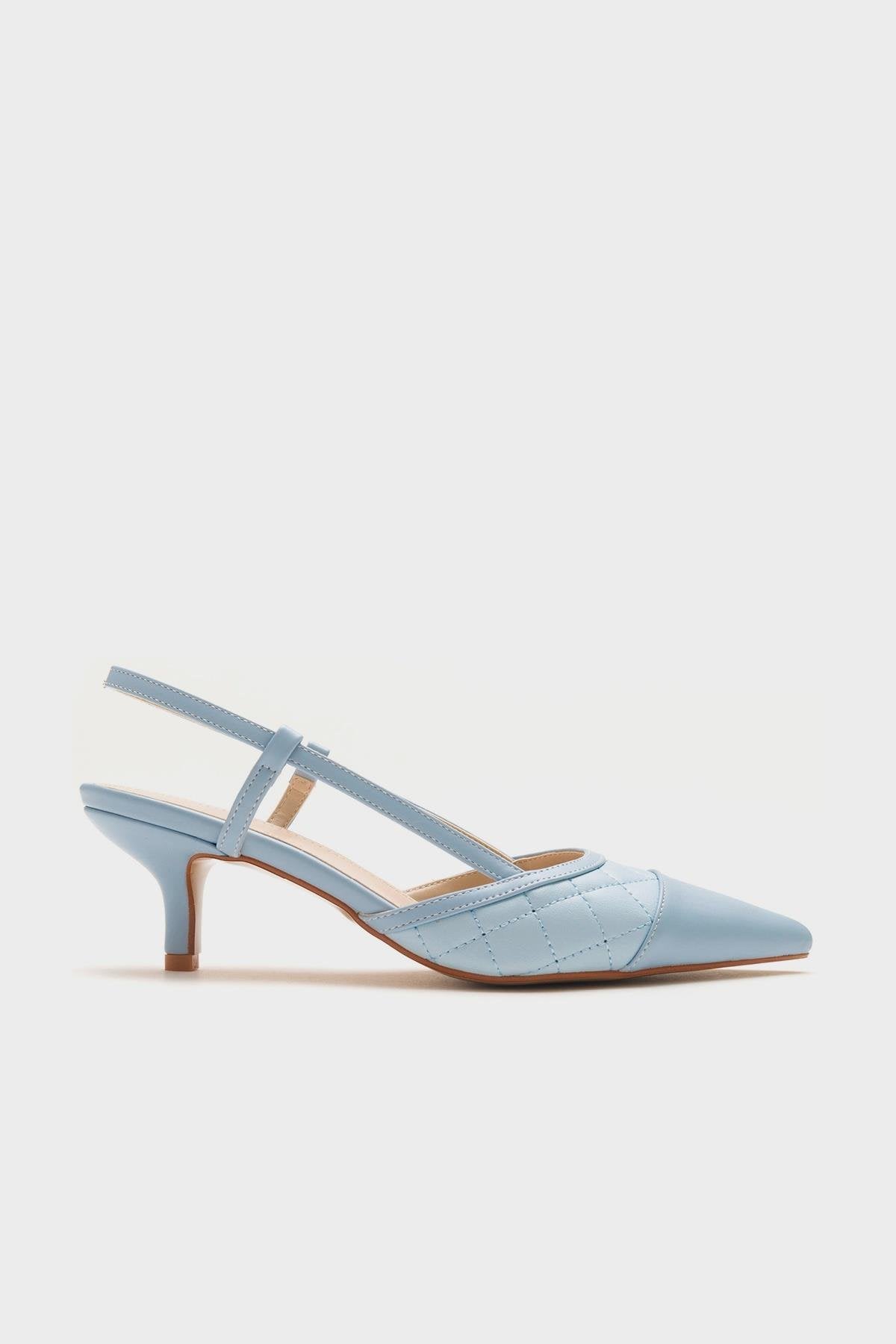 Point - Zapatos de tacón destalonados en azul celeste con punta (Mujer)