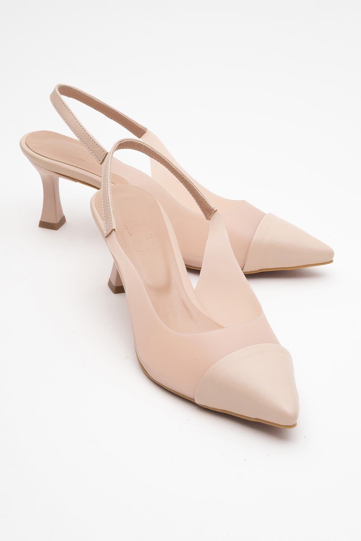 Moore - Zapatilla de tacón de punta transparente beige (mujer)