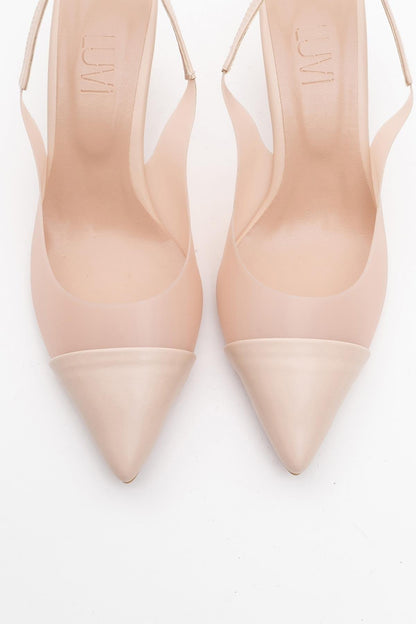 Moore - Zapatilla de tacón de punta transparente beige (mujer)