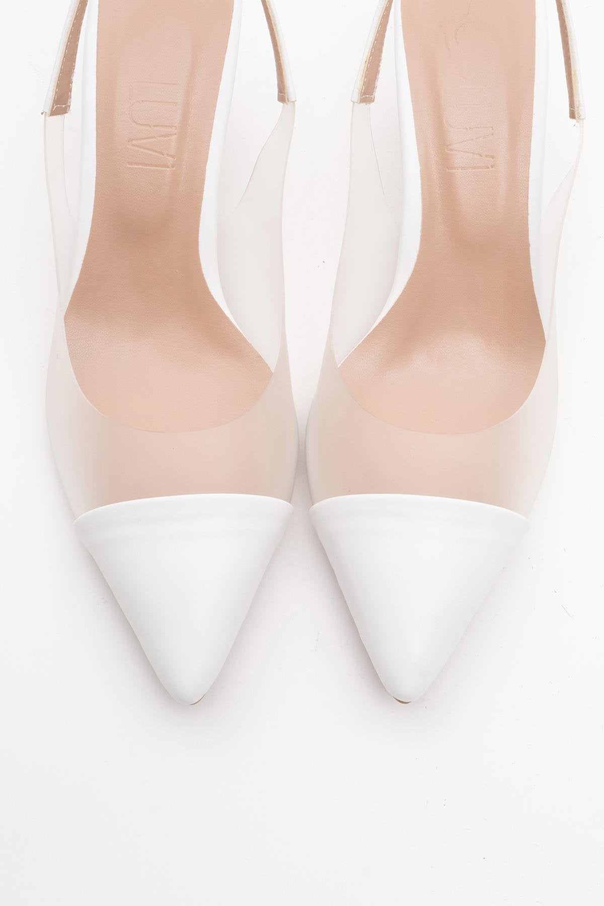 Moore - Zapatos de tacón de punta fina transparentes (Mujer)