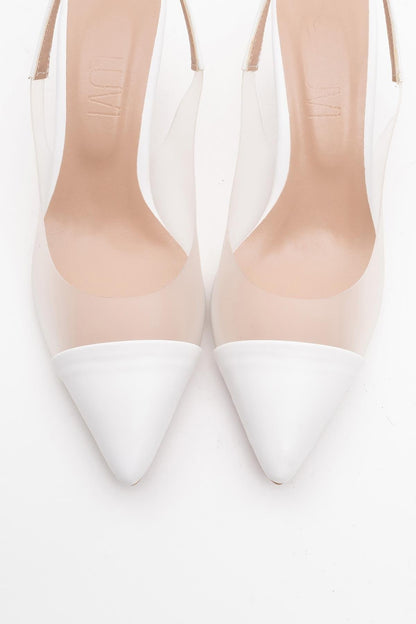 Moore - Zapatos de tacón de punta fina transparentes (Mujer)