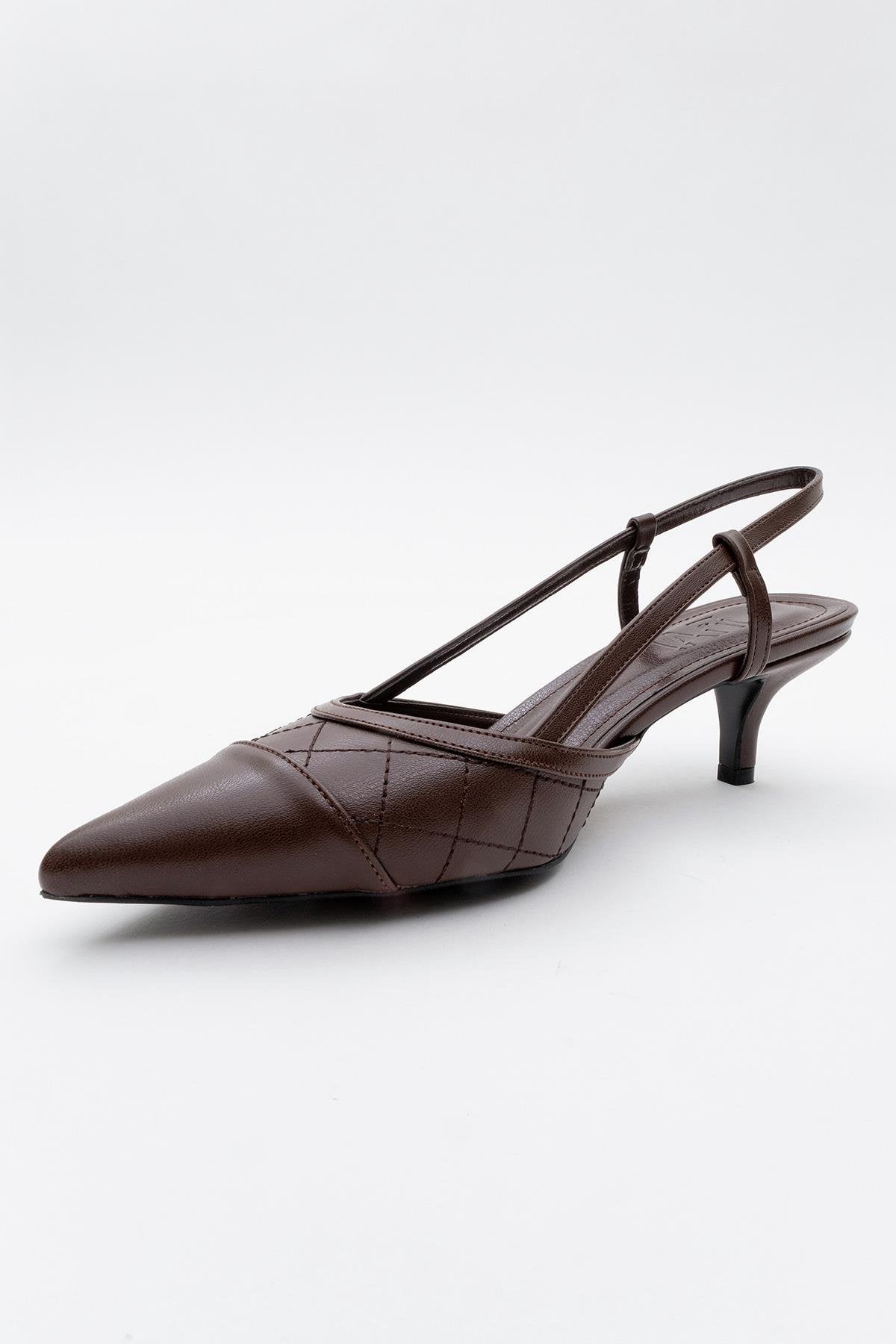 Point - Zapatilla de tacón destalonada de punta en tono marrón (Mujer)