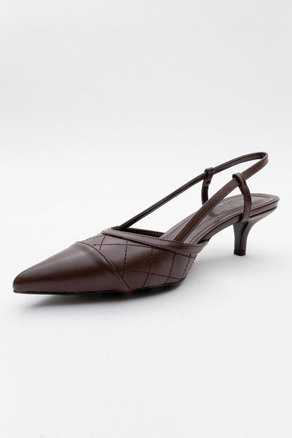 Point - Zapatilla de tacón destalonada de punta en tono marrón (Mujer)