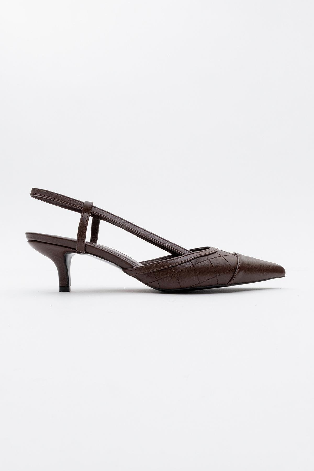 Point - Zapatilla de tacón destalonada de punta en tono marrón (Mujer)