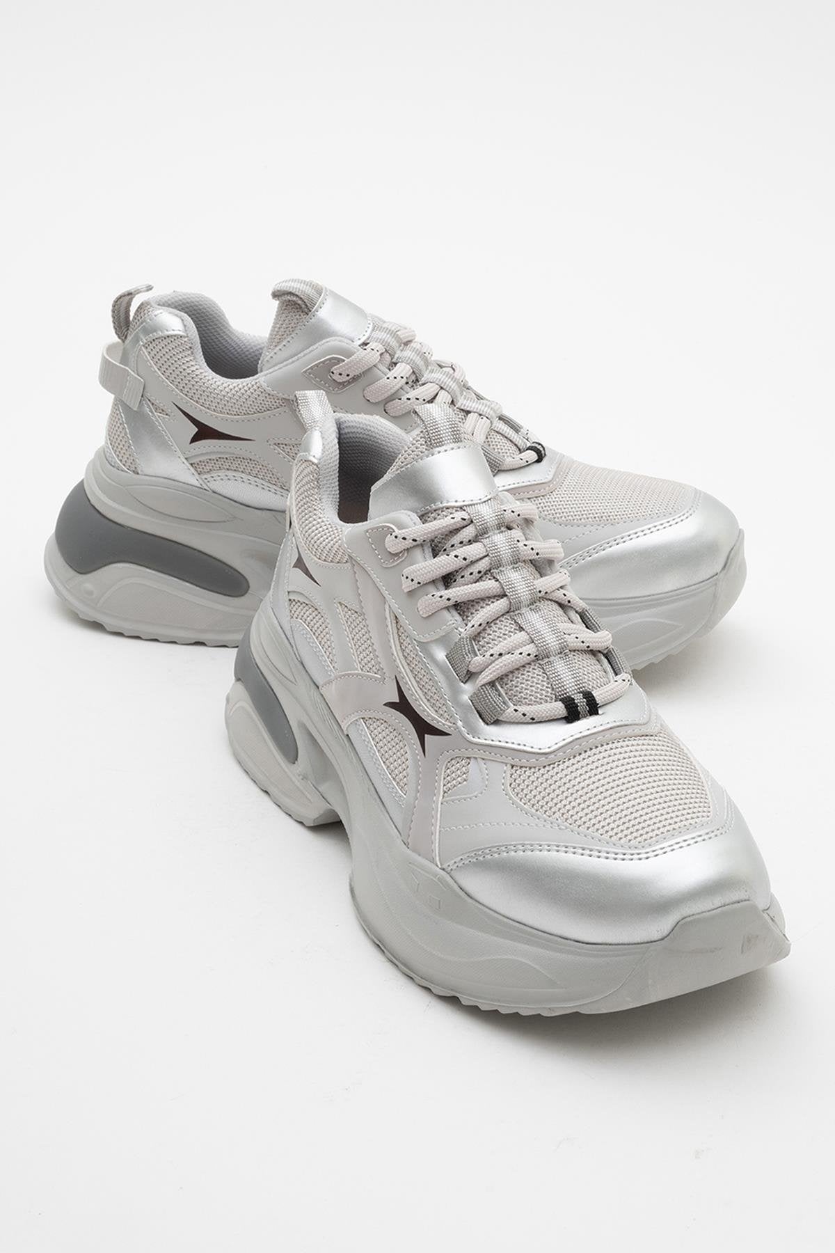 Marron - Zapatillas deportivas gris plateado (mujer)