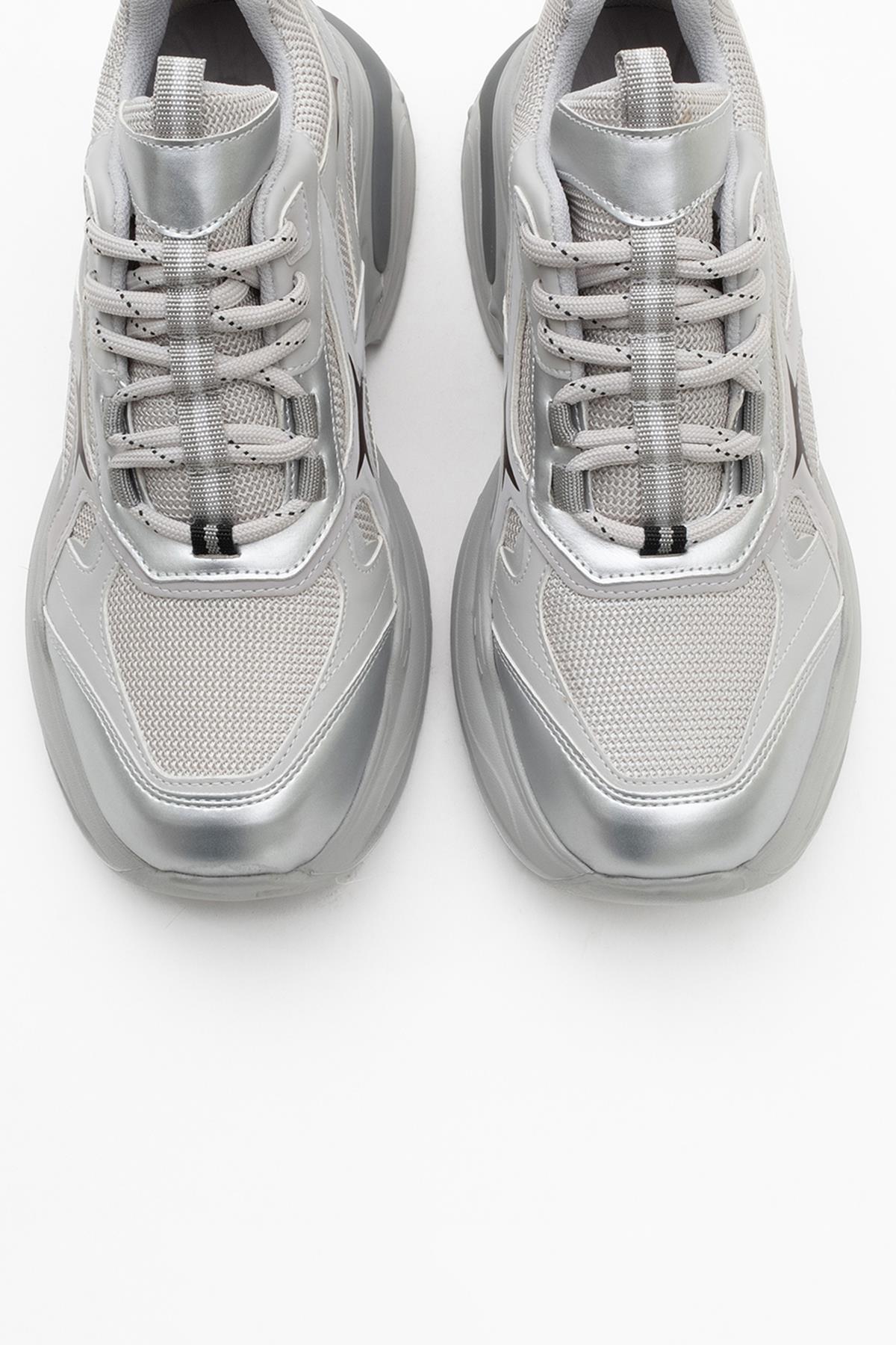Marron - Zapatillas deportivas gris plateado (mujer)