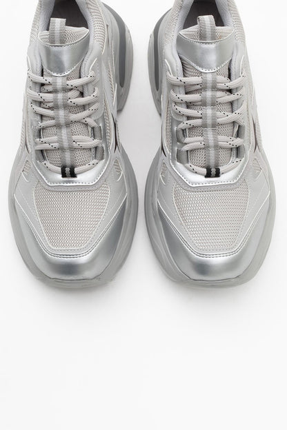 Marron - Zapatillas deportivas gris plateado (mujer)