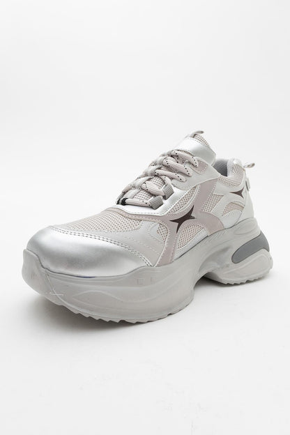 Marron - Zapatillas deportivas gris plateado (mujer)