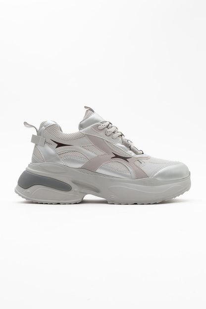 Marron - Zapatillas deportivas gris plateado (mujer)
