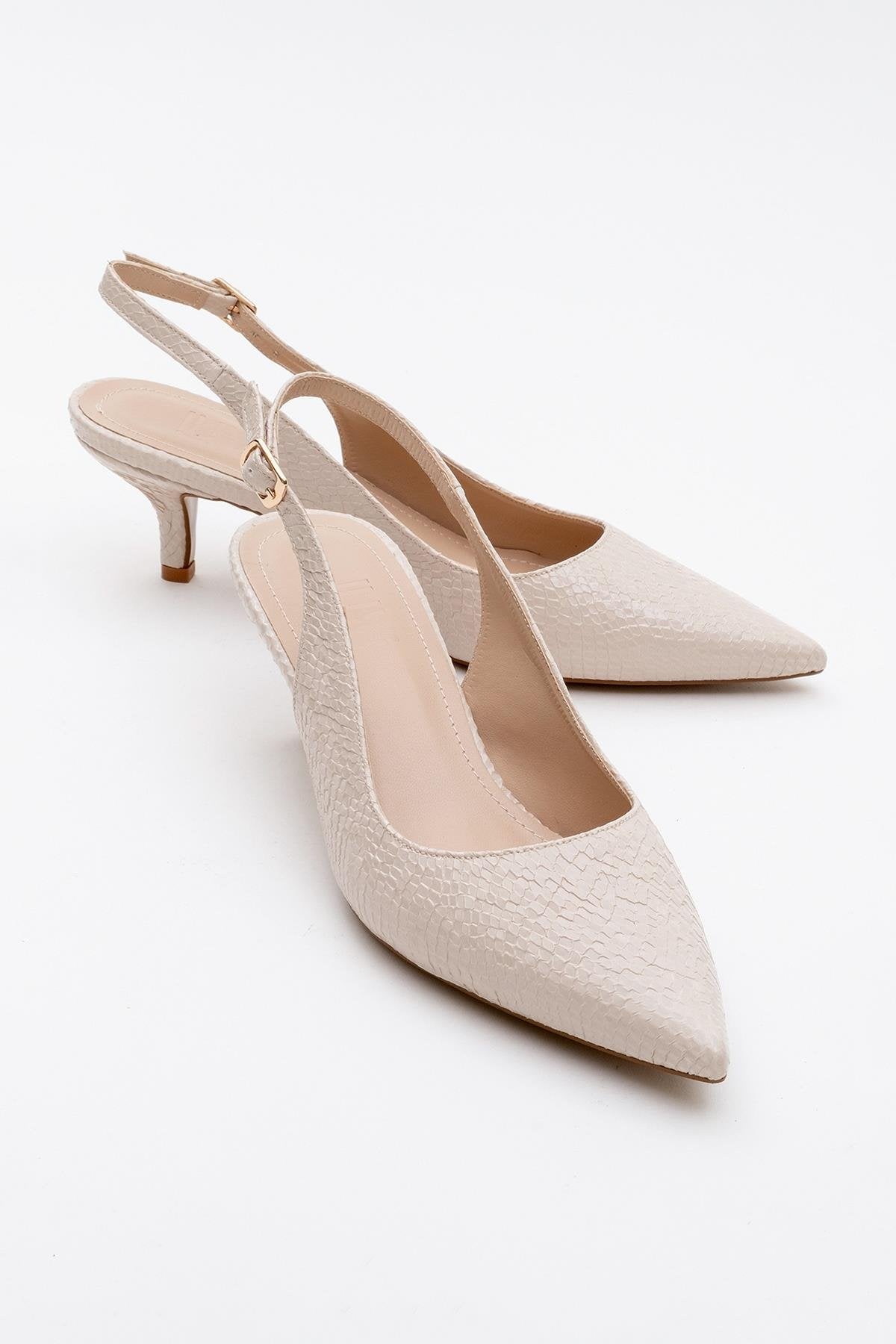Valor - Zapatos de tacón en punta con estampado beige (mujer)