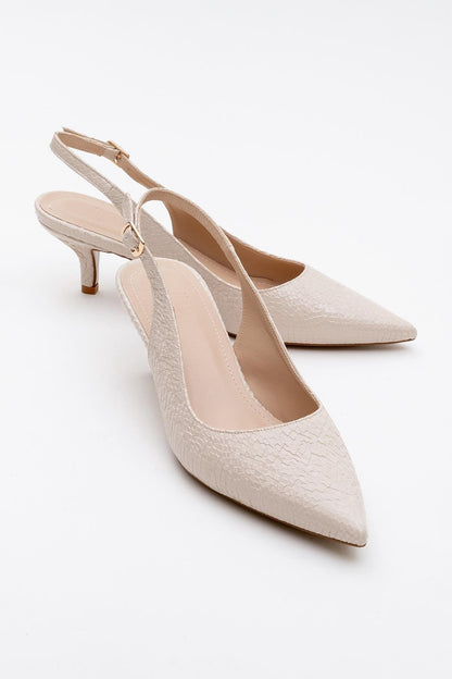 Valor - Zapatos de tacón en punta con estampado beige (mujer)