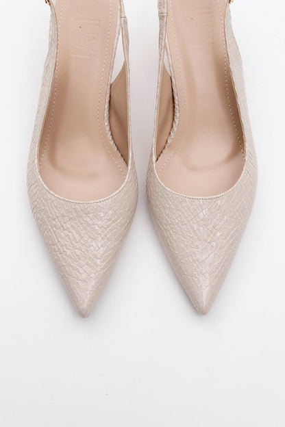 Valor - Zapatos de tacón en punta con estampado beige (mujer)