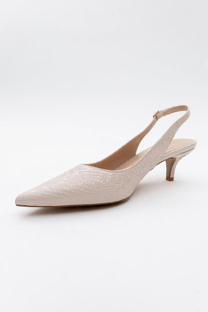 Valor - Zapatos de tacón en punta con estampado beige (mujer)