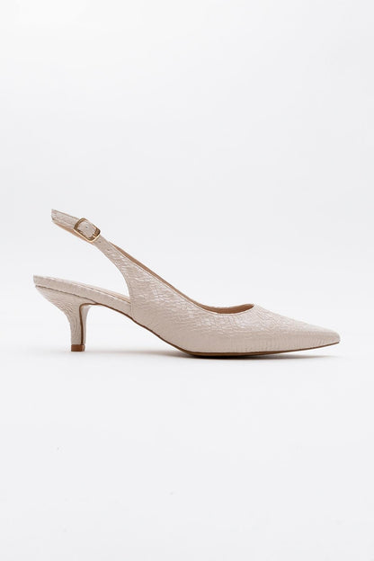 Valor - Zapatos de tacón en punta con estampado beige (mujer)