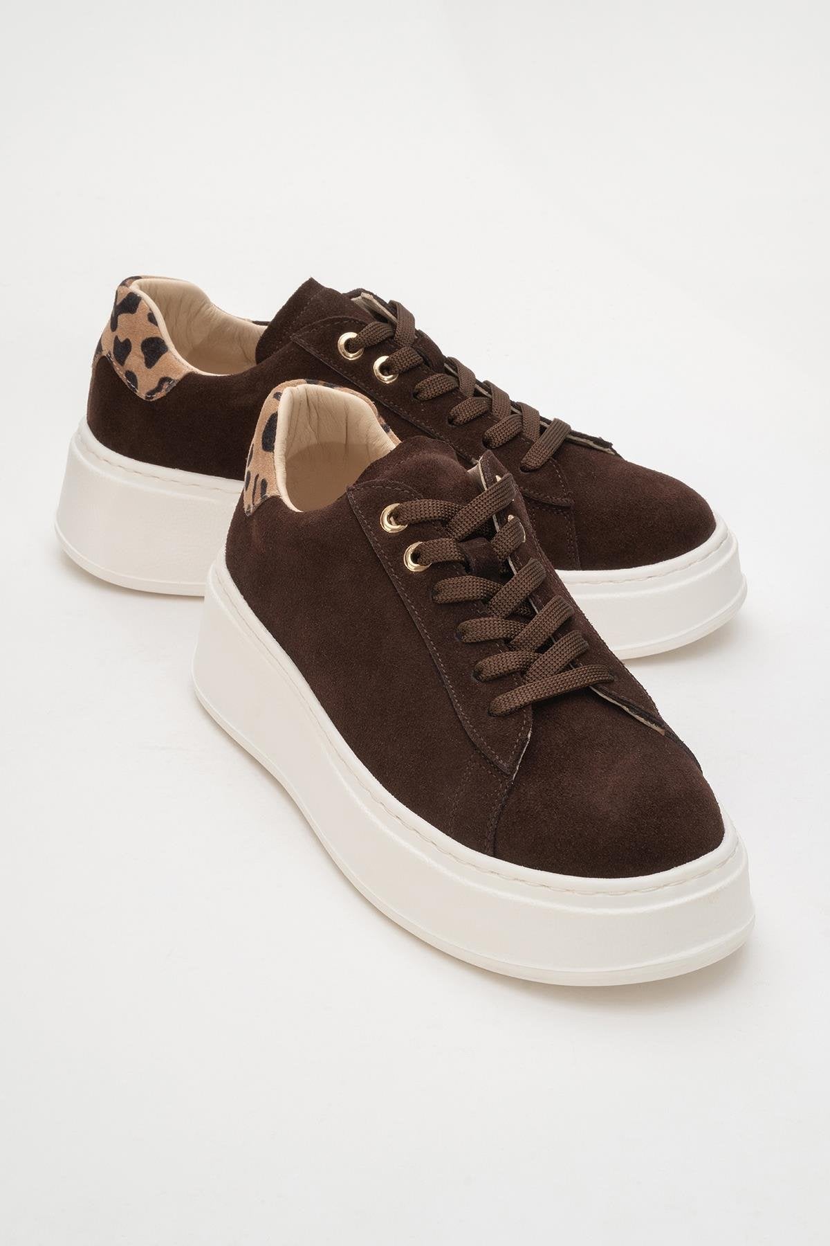 Gueno - Zapatillas de cuero genuino marrones (Mujer)
