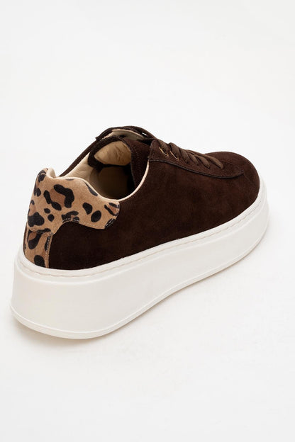 Gueno - Zapatillas de cuero genuino marrones (Mujer)