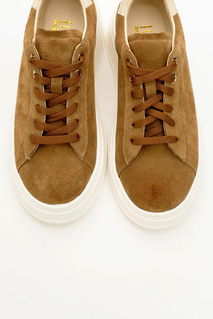 Gueno - Zapatilla de piel auténtica color topo (Mujer)