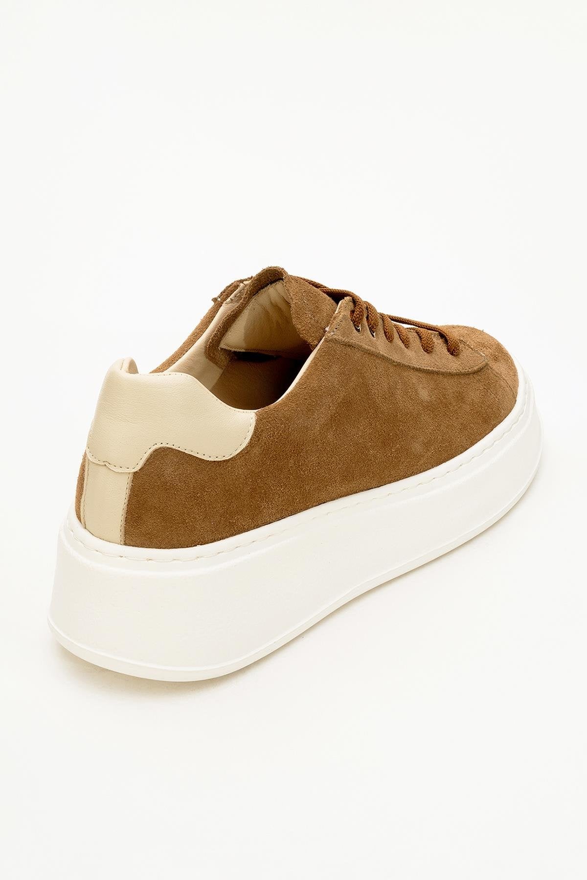 Gueno - Zapatilla de piel auténtica color topo (Mujer)