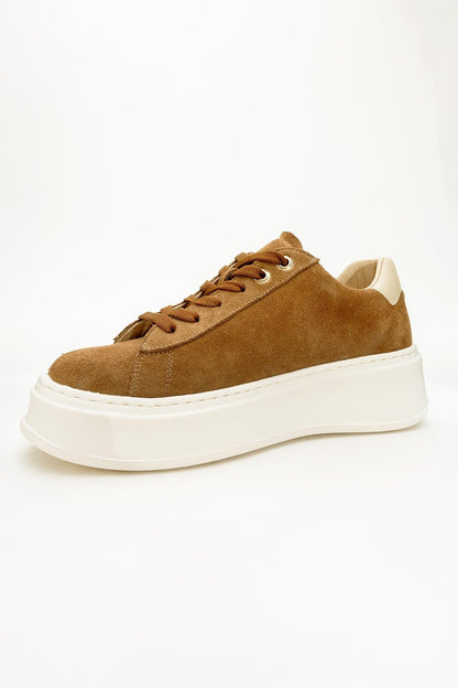 Gueno - Zapatilla de piel auténtica color topo (Mujer)