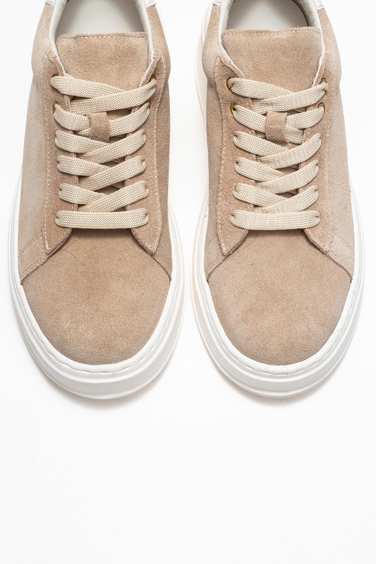 Gueno - Zapatilla de piel genuina beige (mujer)