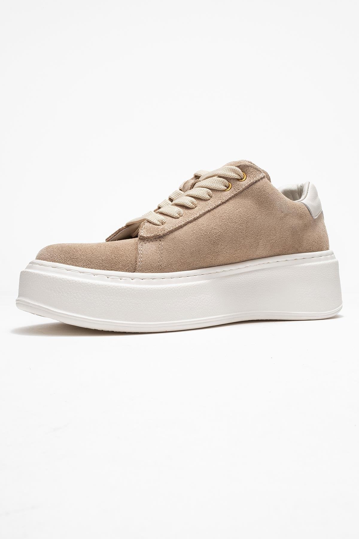 Gueno - Zapatilla de piel genuina beige (mujer)
