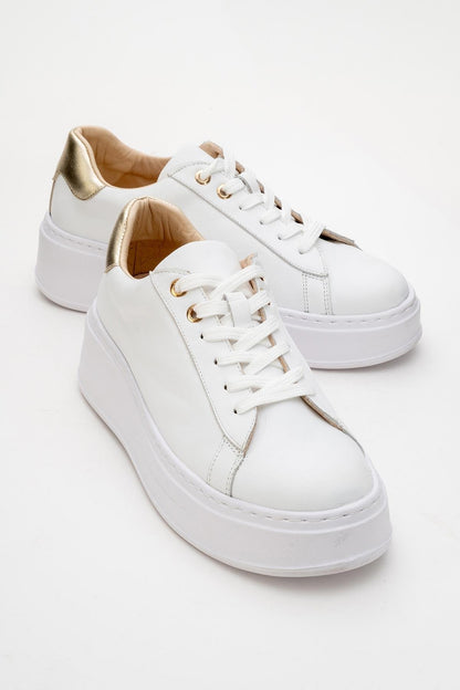 Gueno - Zapatilla de piel genuina blanca (mujer)