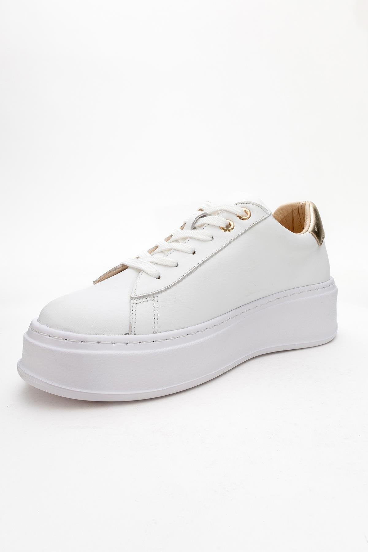 Gueno - Zapatilla de piel genuina blanca (mujer)