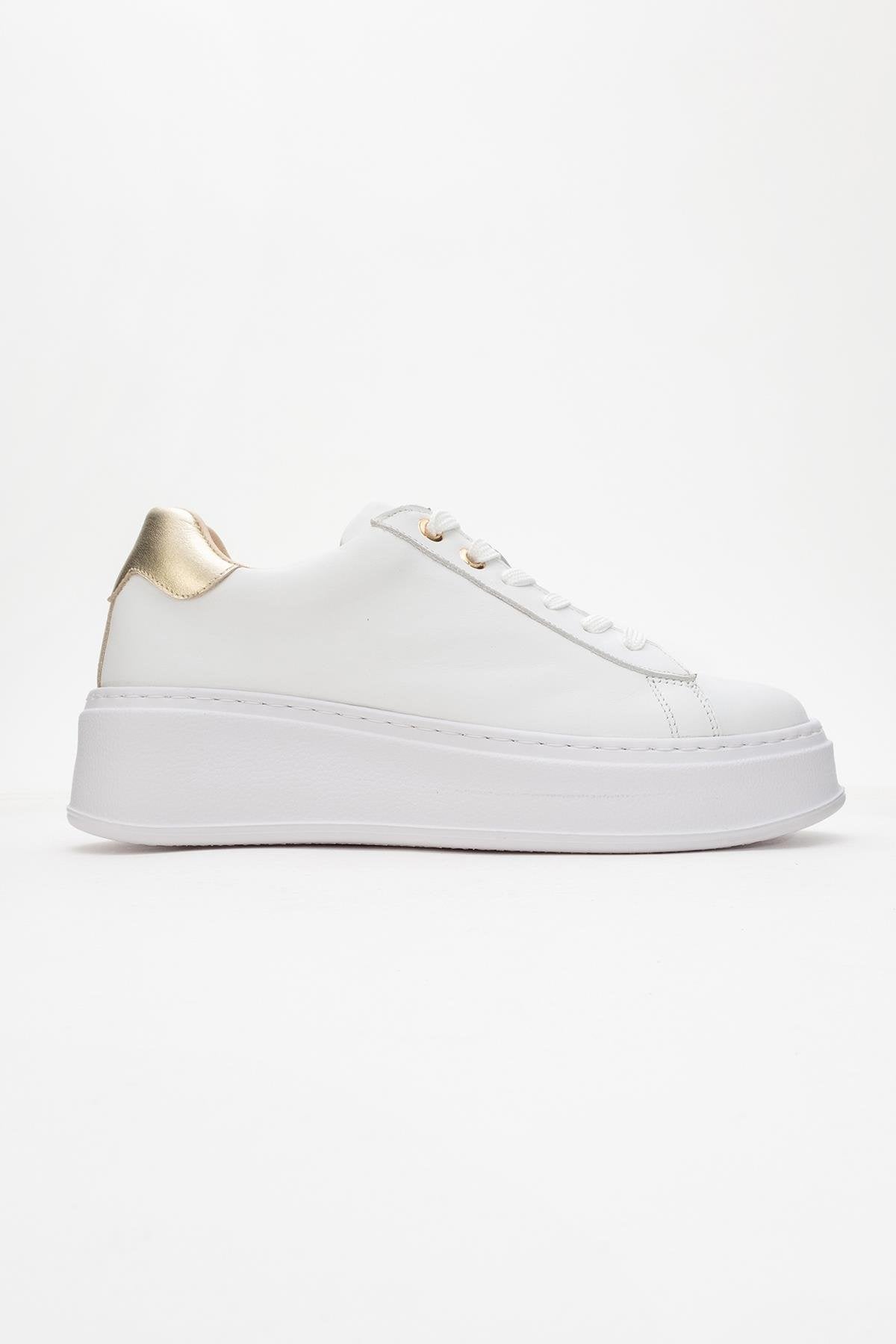 Gueno - Zapatilla de piel genuina blanca (mujer)