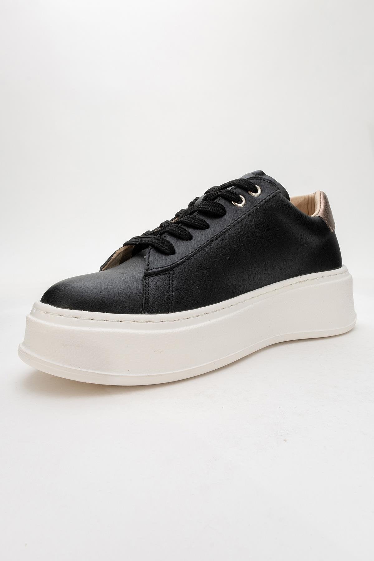 Gueno - Zapatilla de piel genuina negra (Mujer)