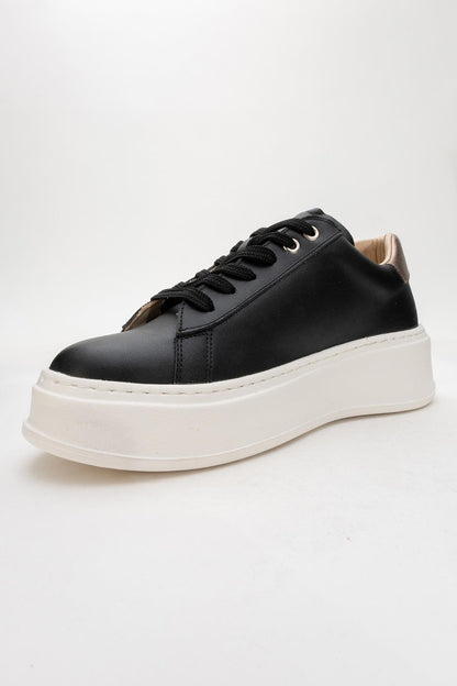 Gueno - Zapatilla de piel genuina negra (Mujer)