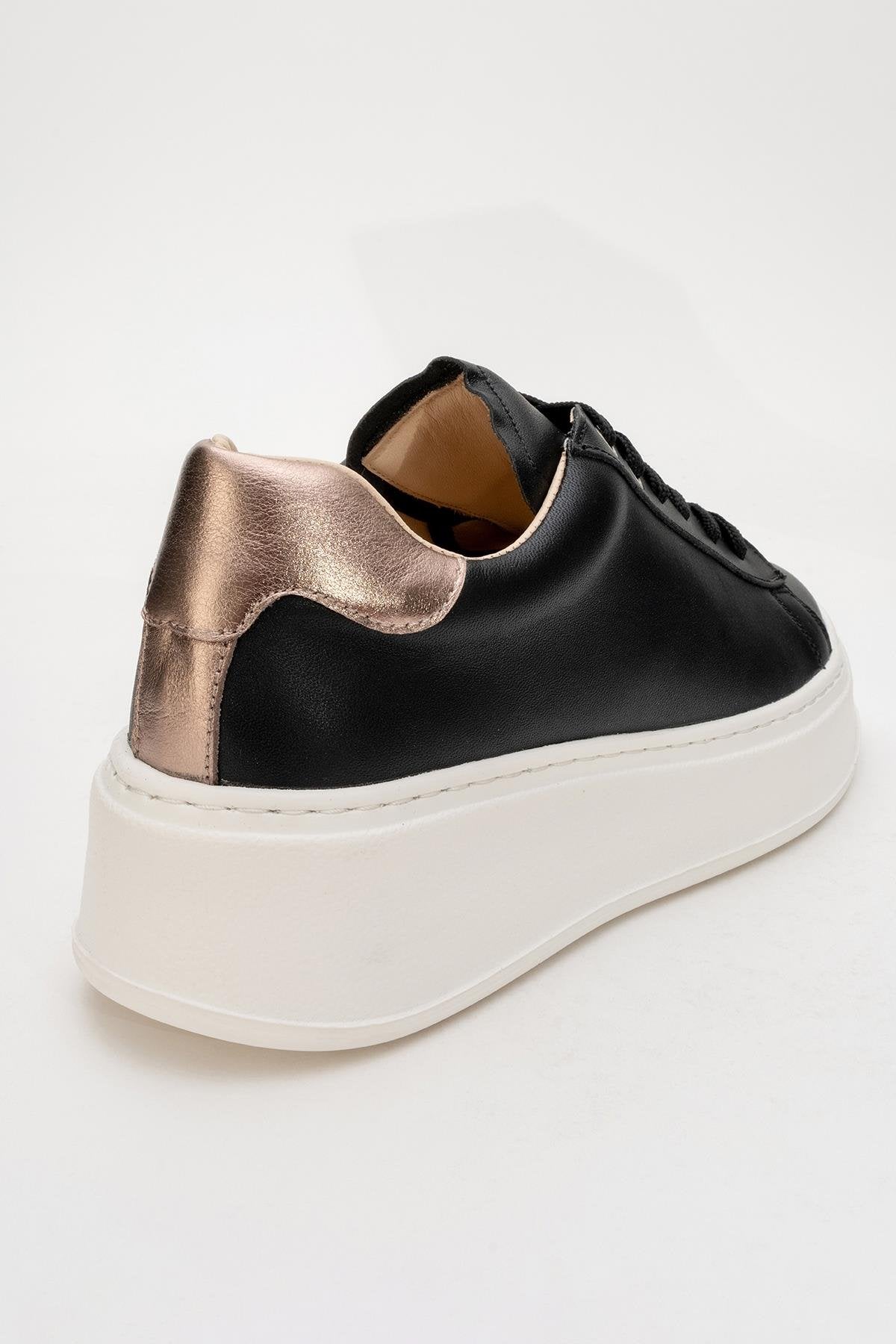Gueno - Zapatilla de piel genuina negra (Mujer)