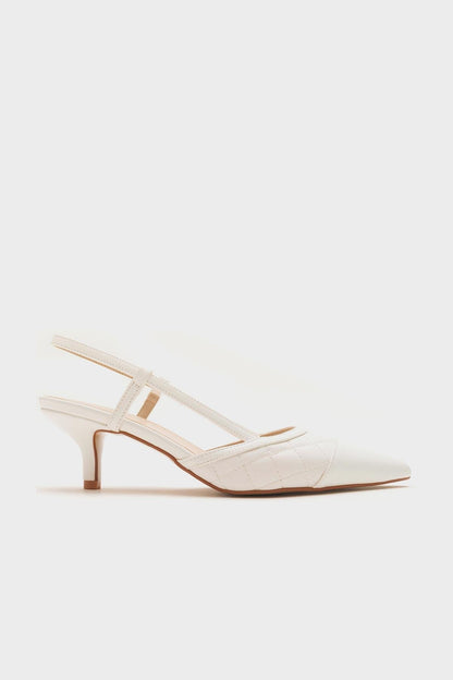 Artículo - Zapatilla de tacón destalonada con puntera en punta y color blanco (Mujer)