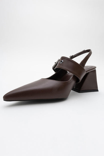 Nepido - Zapatilla de tacón de bloque con punta afilada en tono marrón (mujer)